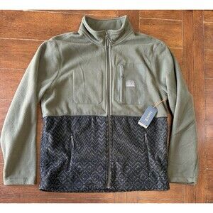 NWT Roark Men’s Landfall Full Zip Fleece Jacket Sweater Size L Military Sashiko